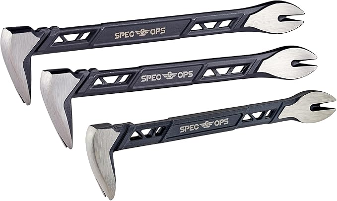 Spec Ops Tools Nail Puller Cats Paw Pry Bar, High-Carbon Steel, for Woodworking & Remodeling, 8, 10 & 11 Inch Combo Pack