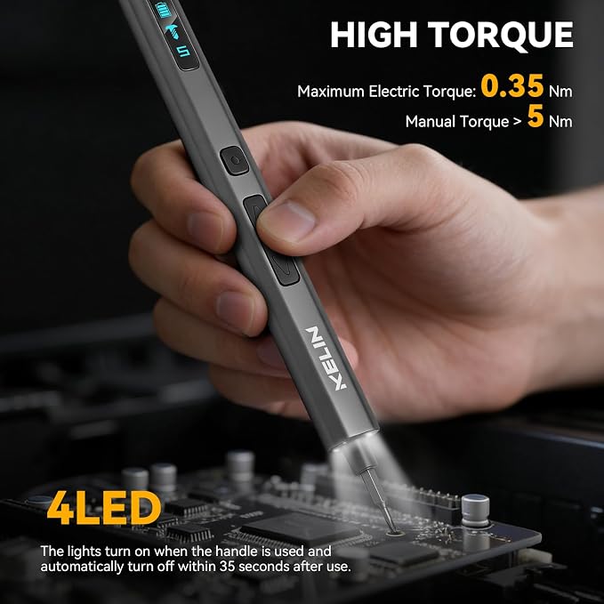 KELIN 156 in 1 Electric Screwdriver, Precision Power Screwdriver Set, 5 Torque Levels＆140 S2 Steel Magnetic Bits, Gifts for Men, Magnetic Repair Tool Kit for iPhone, PC, Laptop, PS4 PS5, Xbox, Watch