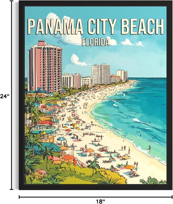 Panama City Beach Florida Unframed Wall Art Print Poster, US Vintage Retro Beach Scenery Posters Prints for Restroom Home Picture Painting Artwork Gallery 219 (Panama City Beach Florida, 24"L x 18"W, Unframed)