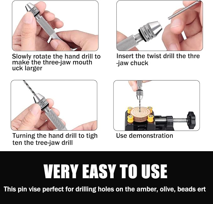 112 Pcs Precision Pin Vise Hand Drill, 3 Jaw Manual Drill SDZKQ-01