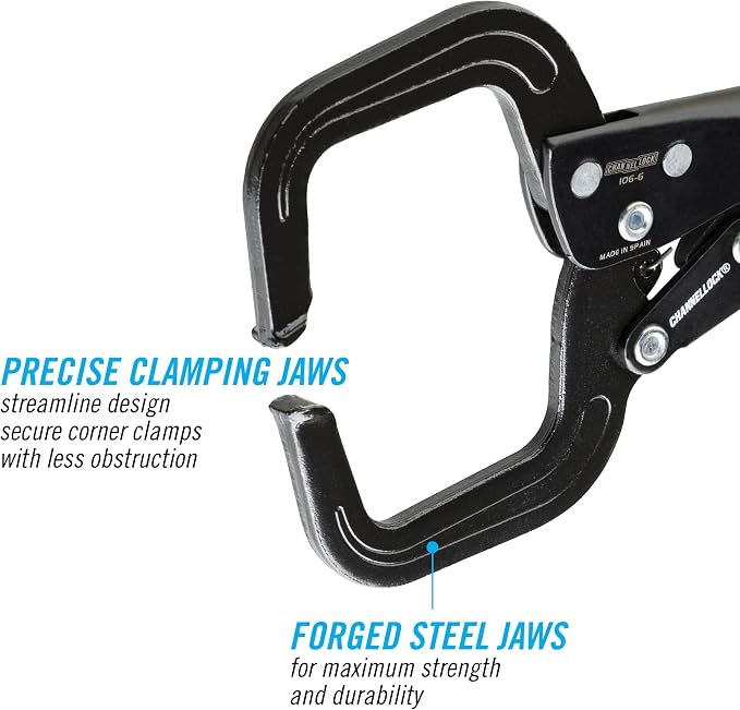 Channellock 6-Inch C-Clamp Locking Pliers 106-6 - Epoxy Resin Coating, Forged Steel - 6 In