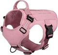 ICEFANG Tactical Dog Harness for Medium Dogs,Reflective No Pull Dog Vest | with Control Handle,Adjustable,Front Hook,2 Leash Clips,Soft Padded,MOLLE Panel,Pink,Medium