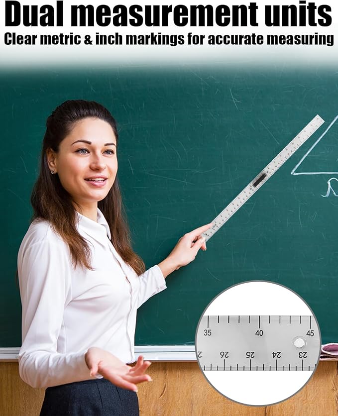 Magnetic 1m Ruler, Clear Drafting Tools Large Teaching Aids, Math Classroom Teaching Measurement Set, Oversized Ruler Geometry Tool Set, Transparent