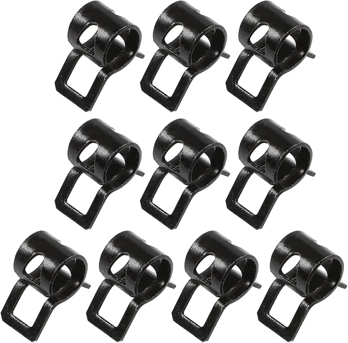 10pcs 0.28" ID Constant Tension Band Hose Clamps, 7mm Spring Band Type Action Hose Clamp Manganese Steel Fuel Line Clamp Low Pressure Air Clip Clamp for Fuel Hose Line Water Pipe Air Tube black