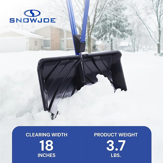 Snow Joe Snow Shovel with 18-Inch Blade and Assist Handle, 3.5 Lbs - Heavy-Duty Lightweight Shoveling Tool for Ice Removal, Shovelution SJ-SHLV01