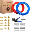 (Pipe&Combo Kit) EFIELD 3/4" 2 x100 ft Pex-B Pipe 200 ft, Brass Fittings, Ratchet Crimping Tool, Cinch Clamps, Cutter Combo Kit (All in One)