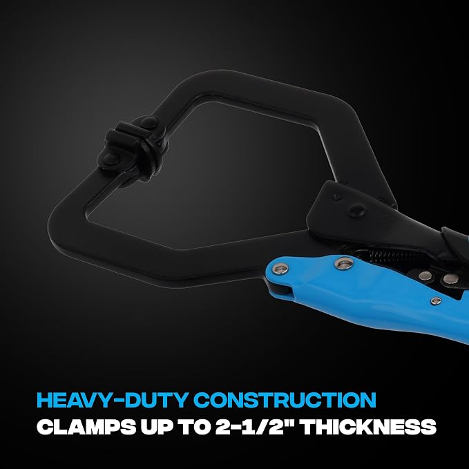 OX Tools 7 inch Locking Vise Grip Clamp With Swivel Pad - Heavy Duty Welding Clamp with Auto Adjust Design & Comfortable Grips Perfect C Clamp for Woodworking, Welding, and Metalworking - OX-P204302