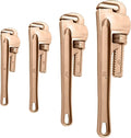 WEDO Non-Sparking Pipe Wrench Set,8" 10" 14" 18",4PCS Spark-Free Straight Plumbing Wrench Set,No Spark Safety Adjustable Spanner,Beryllium Copper,Non-Magnetic,Corrosion Resistant, DIN/BAM/FM Standard