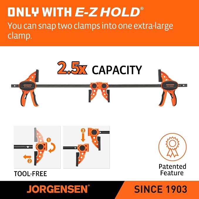 Jorgensen 24" One Hand Clamp/Spreader - 2-pack, Medium Duty, E-Z Hold Bar Clamps Set
