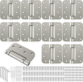 Yaocom 10 Pack Self Closing Door Hinge 4 Inch Spring Loaded Hinges with 5/8'' Radius Corners Automatic Door Closer Hinge Adjustable Tension for Garage, Residential(Silver)