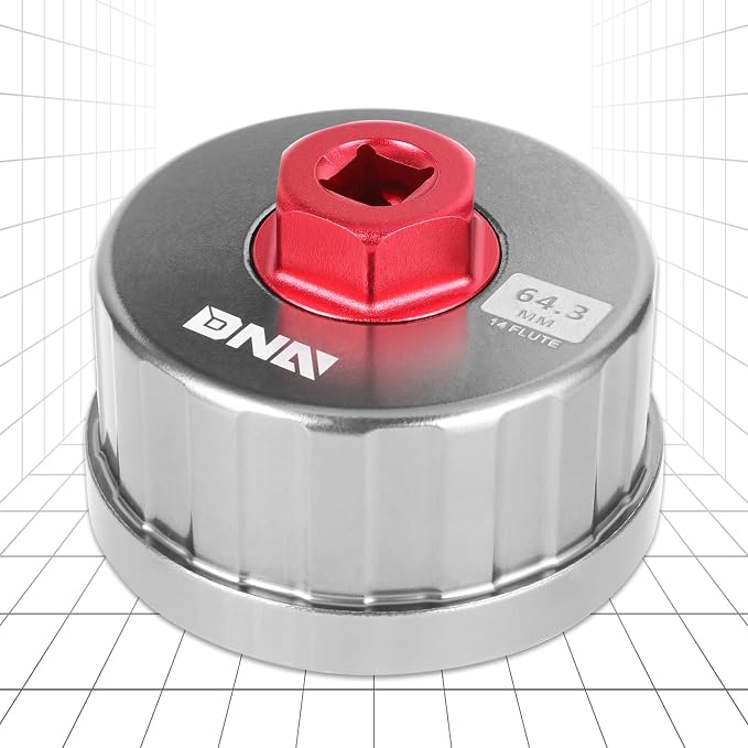 DNA MOTORING Oil Filter Wrench 64.3mm 14 Flute Filter Cap Socket Remover Tool Compatible with Toyota Lexus Scion, Precision CNC Machined Aluminum, TOOLS-00540