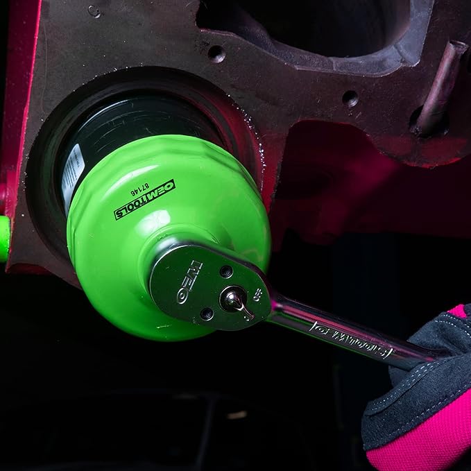 OEMTOOLS 87146 75/77 Millimeter 15 Flute Oil Filter Wrench, Green, Blend