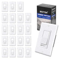 BESTTEN 20 Pack Dimmer Light Switch, Compatible with LED Dimmable Lamp, CFL, Incandescent, Halogen Bulb, Single Pole or 3 Way LED Slide Dimmer Switch, Decorator Wall Plate Included, UL Listed, White