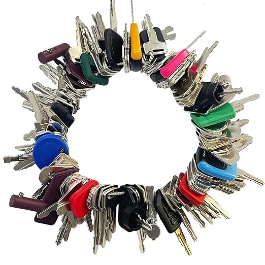 100 Non-Repeating Full Range Master Equipment Key Set, Original Heavy Construction Excavator Dumper Dozer Ignition Key for CAT Kubota John Deere JCB Yanmar Takeuchi Komatsu Volvo Toyota and More