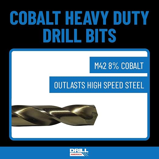 Drill America - D/A29J-CO-PC 29 Piece M42 Cobalt Drill Bit Set in Round Case (1/16" - 1/2" X 64ths), D/ACO Series