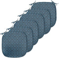 Lunarable Damask Blue Chair Seating Cushion Set of 6, Repetition with Rococo Inspired Royal Style Ornamental Pattern, Anti-Slip Seat Padding for Kitchen & Patio, 16"x16", Dark Grey and Turquoise