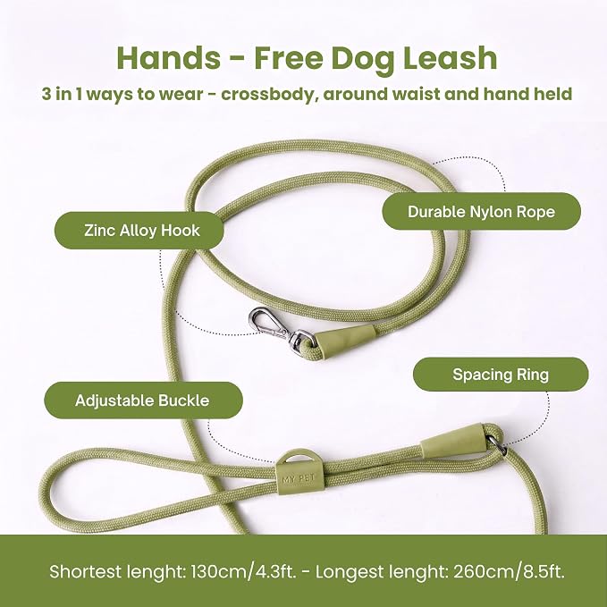 No Pull Dog Harness and Leash Set 3-in-1 Adjustable Anti Pull Dog Harness with Hands-Free Matching Leash,Poop Bag Holder,Easy Walk Dog Harness Medium Sized Dog(Olive Green)