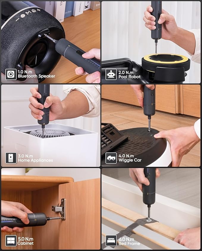 Fanttik S2 Pro Max Electric Screwdriver, Cordless Screwdriver Set, 7 Torque Settings, 0.5 to 6N.m, 16 Magnetic Bits, 1/4''Hex Shank, with Separate 90° Angle Adapter for Tight Space and Household DIY