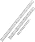 Mr. Pen- Metal Straight Edge Ruler, 3 pcs, 6", 12", 16", Stainless Steel Ruler Set, Imperial & Metric Measurements for Drawing, Home, Office, Engineering