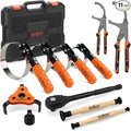 11-Piece Oil Filter Wrench Set with Storage Case - Swivel Wrenches Fit 2-3/4" to 5-1/4", Adjustable Filter Pliers (9" & 12"), Valve Lapper Set, 3-Jaw Socket, Ratchet Handle for Garage, Roadside Repair