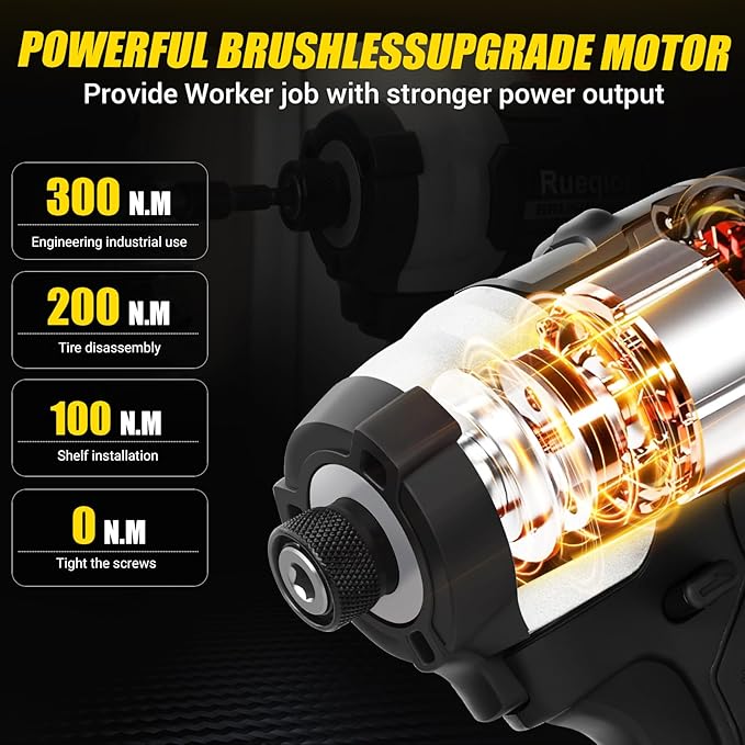Cordless Impact Driver 1/4 inch Compatible with DeWalt 20v Battery,Brushless Driver 2800 In-lbs(300N.m),3-Speed Lightweight Power Impact Drivers with LED Light(Tool Only)