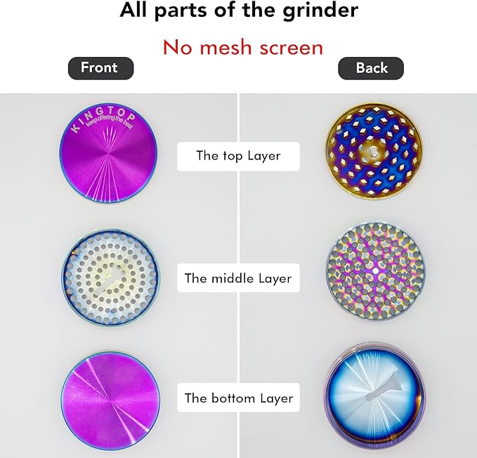 KINGTOP 3 Inch Large Grinder, Zinc Alloy Mills (Colorful)
