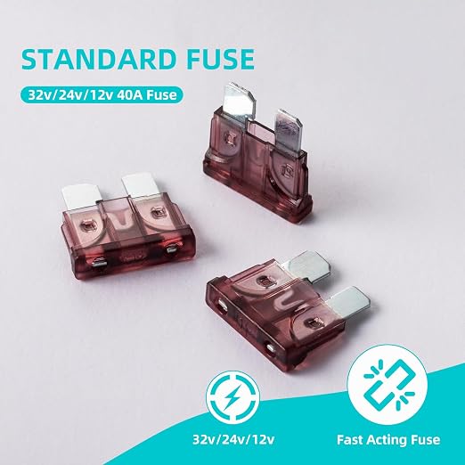 100Pcs 40 Amp Fuses Stanbdard Fuse, 40A Car Fuse Blade for Automotive, Truck, Boat, Motorcycle