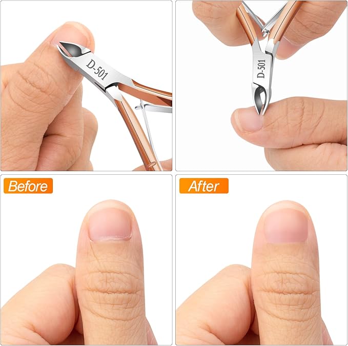 4 Packs Cuticle Nipper, Premium Stainless Steel Cuticle Trimmer for Manicure & Pedicure at Home/Spa/Salon[Rose Gold]