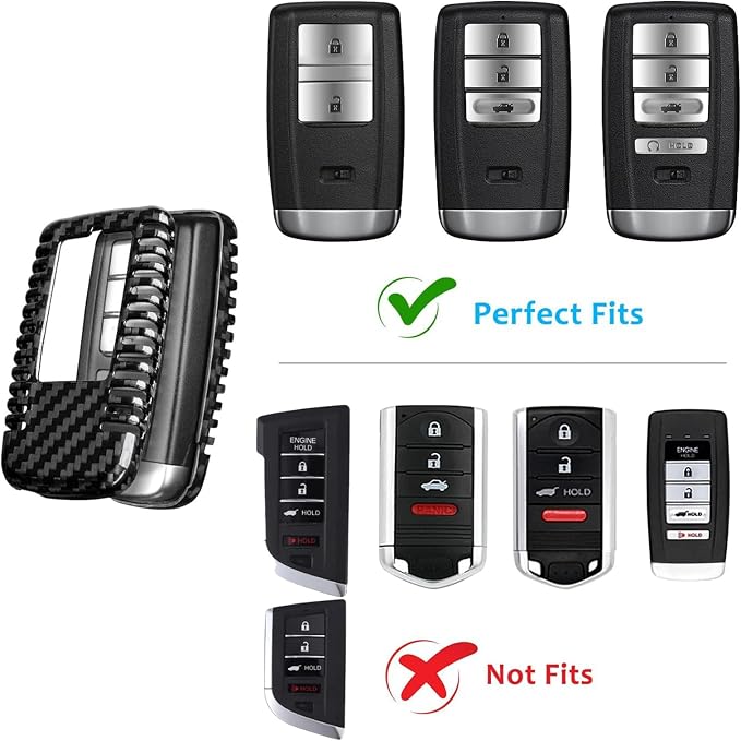 T-carbon Key Fob Cover Fits Acura 2022 MDX, Real Carbon Fiber Key Fob Case Compatible with Acura 2023 RDX MDX RLX NSX ILX TLX TLX-L CDX Smart Remote Accessories Key Shell Protector Black