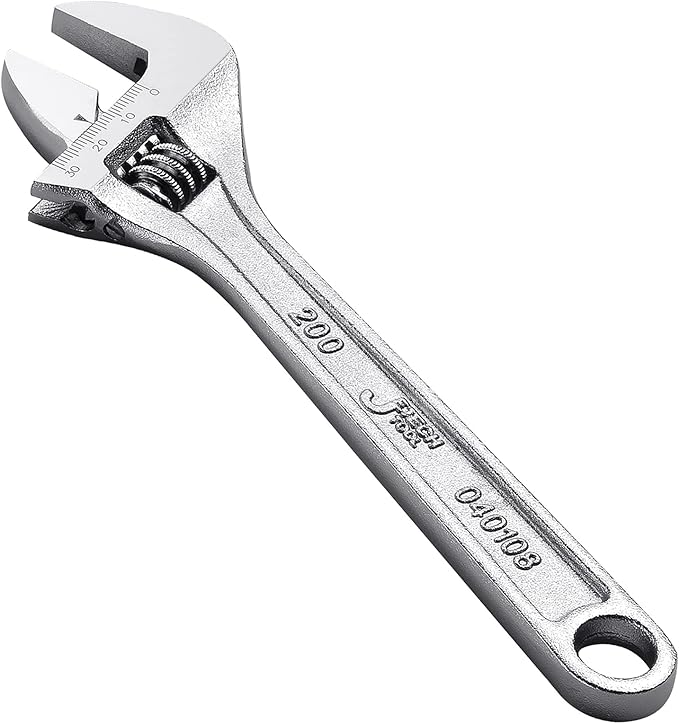 Jetech 8-Inch Adjustable Wrench - Professional Spanner Cr-V Steel Shifter Spanner with Metric Scale Wide Caliber Opening, for Home, Garage, Workshop and DIY