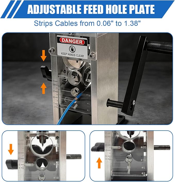 Manual Wire Stripper Machine, 0.06"-1.38" Wire Stripping Machine, Wire Stripping Tool for 1.5-35mm Scrap Wire Copper Wire Stripper Aluminum Alloy Frame Drill Powered Cable Stripper for DIY Cable