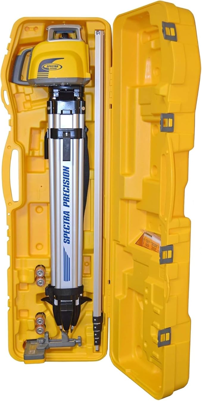 Spectra Precision LL300N-1 Self Leveling Rotary Laser Kit with Tripod, GR151 Professional - System Case - Grade Rod (Tenths) HL450 Receiver and Alkaline Batteries – Rugged IP66 Job-Site Performance