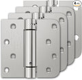 Luxbaro 4 Pack Self Closing Door Hinges, 4 Inch Spring Loaded Hinges with Square & 5/8'' Radius Corners, Adjustable Tension for Garage, Front Door, for Left and Right Hand Door, UL Listed