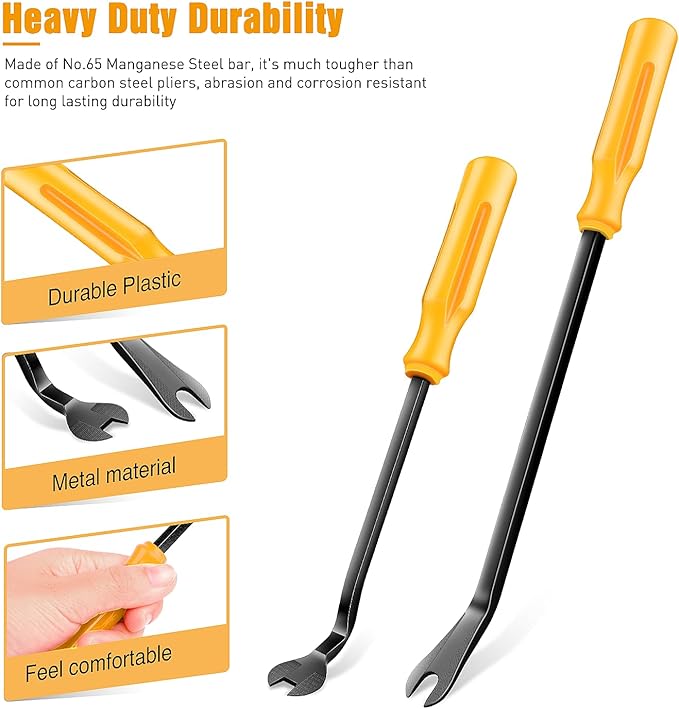 GOOACC Auto Trim Removal Tool Set 3Pcs No Scratch Pry Tool Kit with Storage Bag for Car Body Clips Door Panel Car Clips Dashboard Repair Yellow