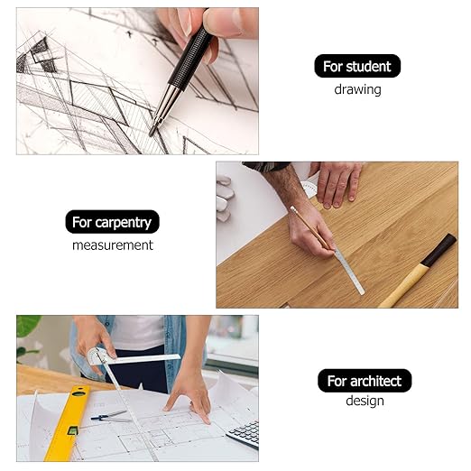 Angle Protractor Angle Finder Ruler Two Arm Stainless Steel Protractor Woodworking Ruler Measure Tool with 0-180 Degrees(30 cm/ 11.8 Inch)