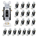 ELEGRP 3 Way Toggle Light Switch, 15 Amp, 120 V, Toggle Framed AC Quiet Switch, in Wall On/Off Switch Replacement, Self-Grounding, Residential and Commercial Grade, UL Listed (20 Pack, Glossy Black)