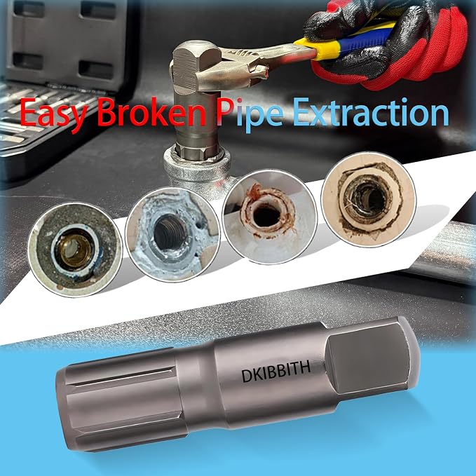 Pipe Extractor Set, 6-Piece Heavy Duty Steel Broken Pipe Extractors for Removing Damaged Threaded Pipes & Fittings from 1/8" to 1", with Durable Storage Case, Ideal Tools for Plumbers Mechanics DIY