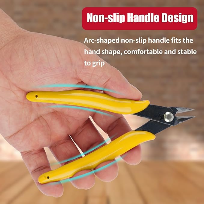 2 Pack Micro Wire Cutters, 5 Inches Flush Cutters Pliers, Diagonal Side Cutters Nippers, Zip Tie Sprue Cutter for Electronics, Plastic Models, Jewelry (Yellow)