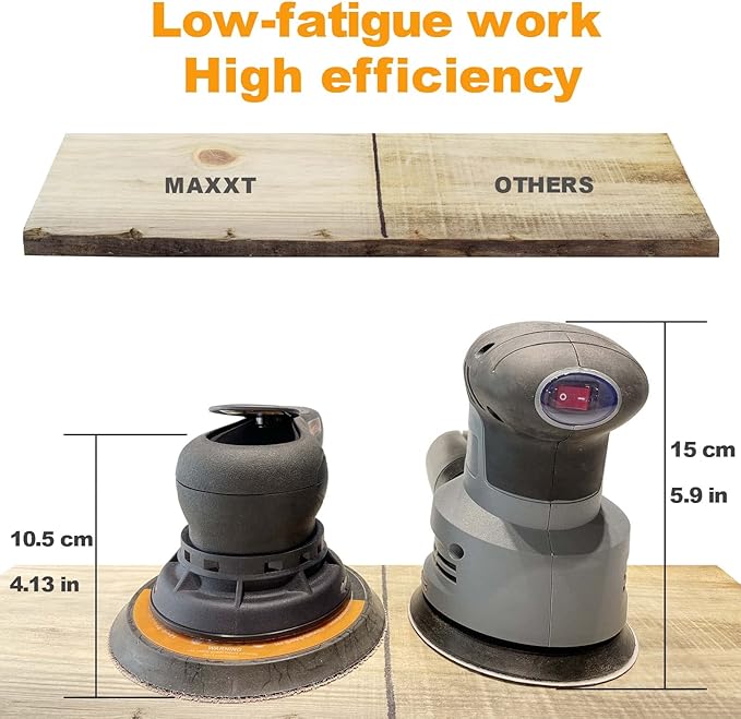 MAXXT Electric 5mm Random Orbital Sander, Brushless 350W 3A Palm Sander, Multi-function Variable Speed Electric Corded Orbital Sanders Machine with 6Inch Sanding Pad, 10 Sanding Papers for Woodworking