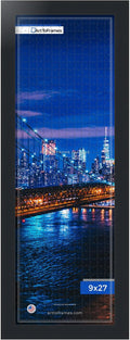 ArtToFrames Puzzle Frame for Buffalo Games 500 Piece Jigsaw Puzzles, 9x27 Inch (23x69 cm), Soft Black Engineered Wood with Economy Acrylic, Ready to Hang Puzzle Display