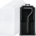 Bates- 4 Inch Paint Tray Set, 22 pcs, 1x 4 Inch Paint Roller Tray, 20x Disposable Plastic Liners & 1x Roller Frame