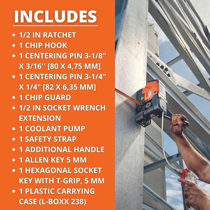 Fein JMC Magforce 90 Magnetic Base Drill with Brushless Motor for Work in Hard-to-Reach Areas - 1,200W, 1-3/8" HSS Cutter Max. Diameter, 1-3/8" Cutting Depth - 72732362090