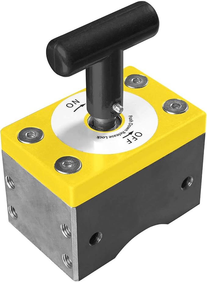 Magswitch MagSquare Magnetic Welding Square Base Clamp Holder for Welding Kit, Tools, Supplies and Accessories, Magnet Switch with On/Off Capabilities, yellow/Silver/Black, 1050 LBS | Heavy duty welding square made for fast, repeatable magnetic positio...