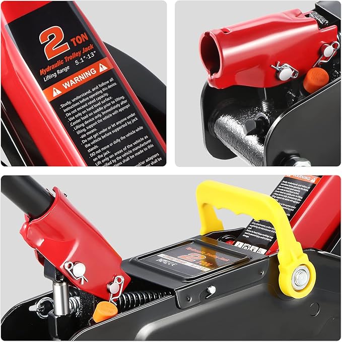 DNA Motoring TOOLS-00234 Low Profile Hydraulic Trolley Service/Floor Jack, 2 Ton (4000 lbs) Capacity, Lifting Range 5.1"-13", Black