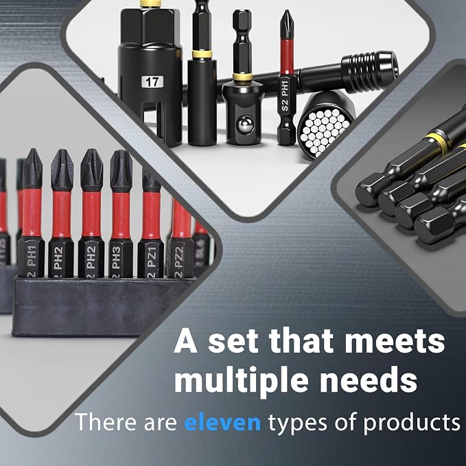 80-Piece Magnetic Impact Nut Driver Set, SAE/Metric Nut Driver Set, Socket Adapters, Wing Nut Driver, Bit Holder, Universal Sockets, Quick Release Extension, Power Bits, 1/4'' Quick Change