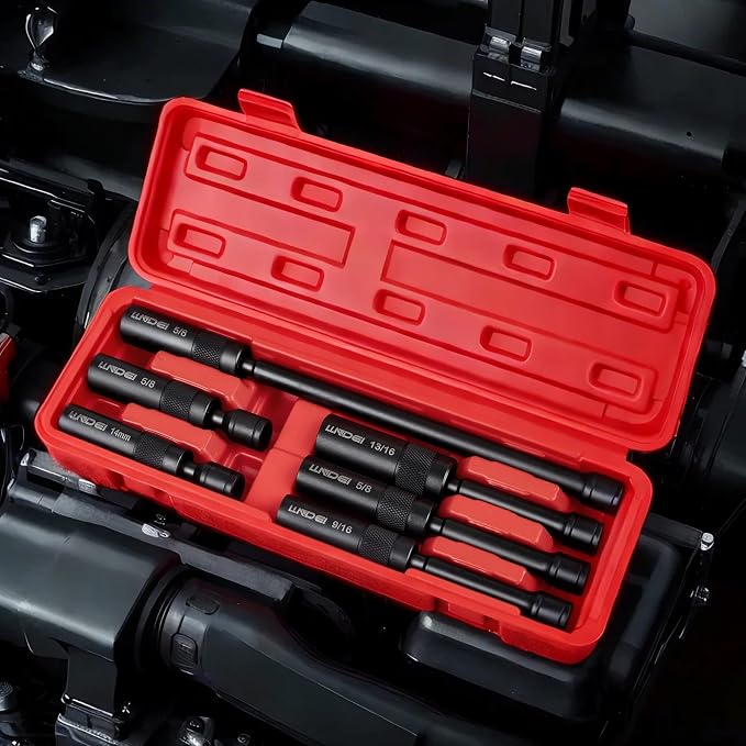LLNDEI 3/8-Inch Drive Magnetic Swivel Spark Plug Socket Set 12Pcs | 14MM 4-inch, 5/8-inch, 9/16-inch 6-inch,3/16-inch 11-inch, multiple common sizes match most spark plugs