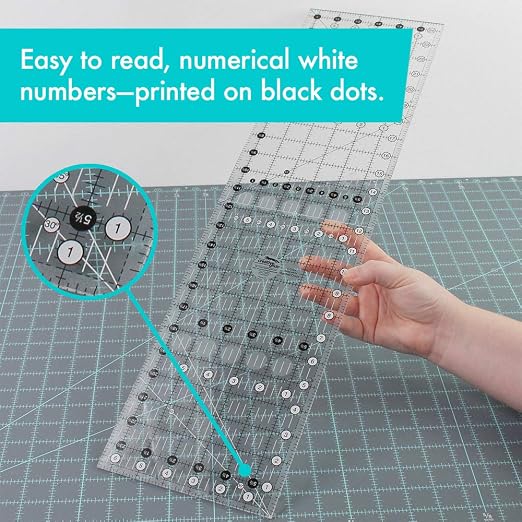 Creative Grids Quilt Ruler 6-1/2in x 24-1/2in Rectangle - CGR24 – Made in USA, Non-Slip Grip Acrylic Quilting, Sewing, Crafting, Patchwork Ruler for Measuring & Cutting Fabric