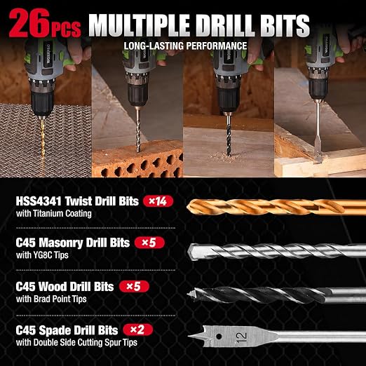 WORKPRO 455Pcs Drill Bit Set, 105-Piece Drill & Screwdriver Bit w/ 350 Screws Combo Kit, All-in-One Double Sided Power Tool Accessory Set Gift for DIY Home Repair & Masonry
