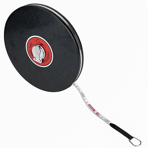 Champion Sports Closed Reel Measure Tape – 250 ft / 75 m, Hand Crank, Dual-Sided Feet & Meters