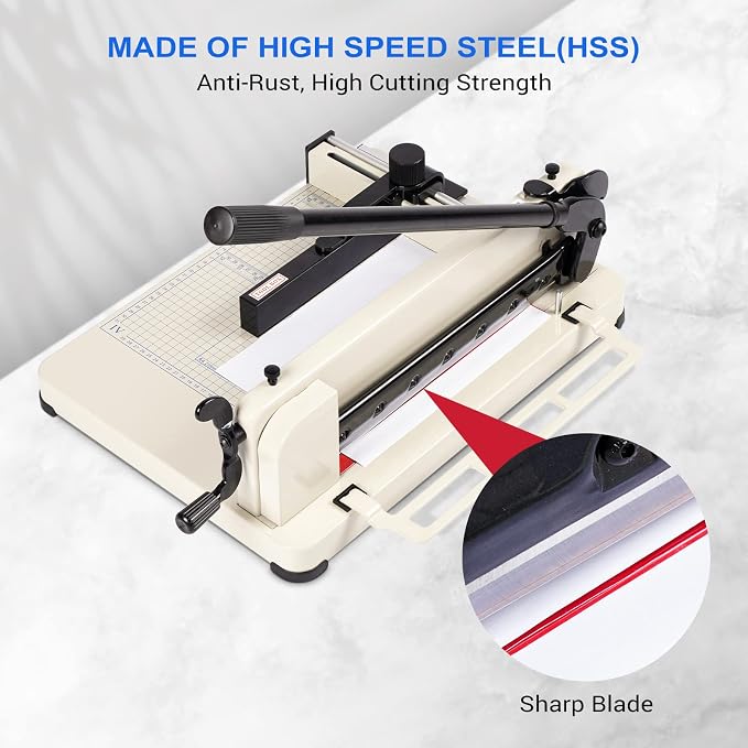 Heavy Duty Paper Cutter,12 inch Guillotine Paper Cutter,Guillotine Paper Cutters and Trimmers Cards Leather with Metal Base for Office Home School (White, a4)